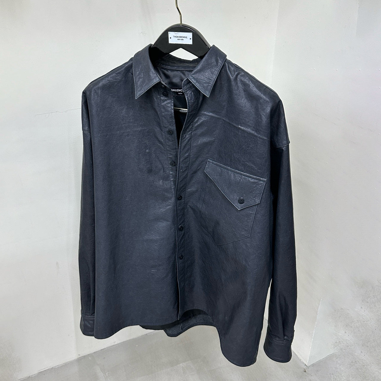 Men's Spring And Summer Fashion Solid Color Do Old Washed Loose Long-Sleeved Sheepskin Shirt Ngvp #8135