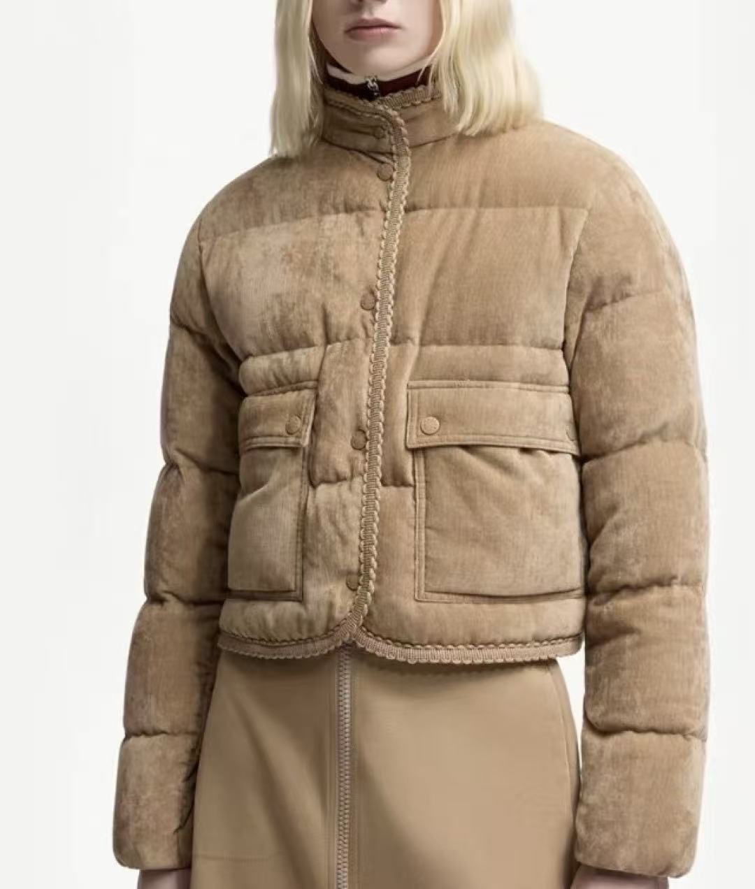 2025 FallWinter Corduroy Short Square Neck Warm Jacket #83154A