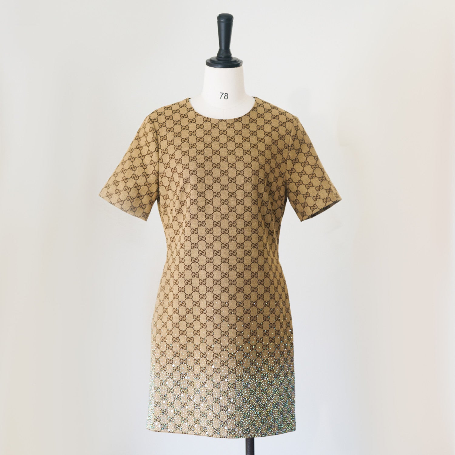 Ladies Spring And Summer Embroidery GG Canvas Rhinestone Gradient Dress Fashion Slim Temperament Elegant Short Dresses #71862