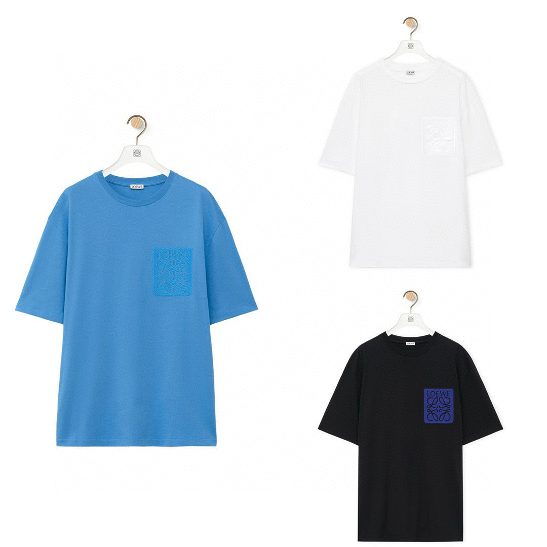 Men's Summer Pattern Embroidery Patch Pocket Casual Round Neck Short Sleeve T-Shirt #98665