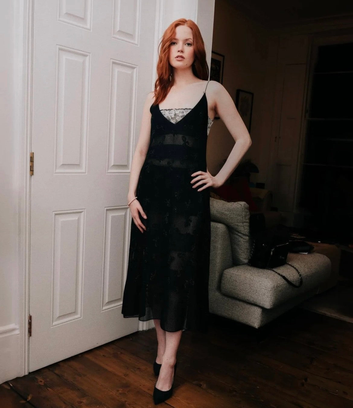 Women's Summer High Street Solid Color Lace Bow Jacquard Embroidery Sexy V-Neck Semi-Sheer Long Fitted Halter Dresses Ngvp #8744