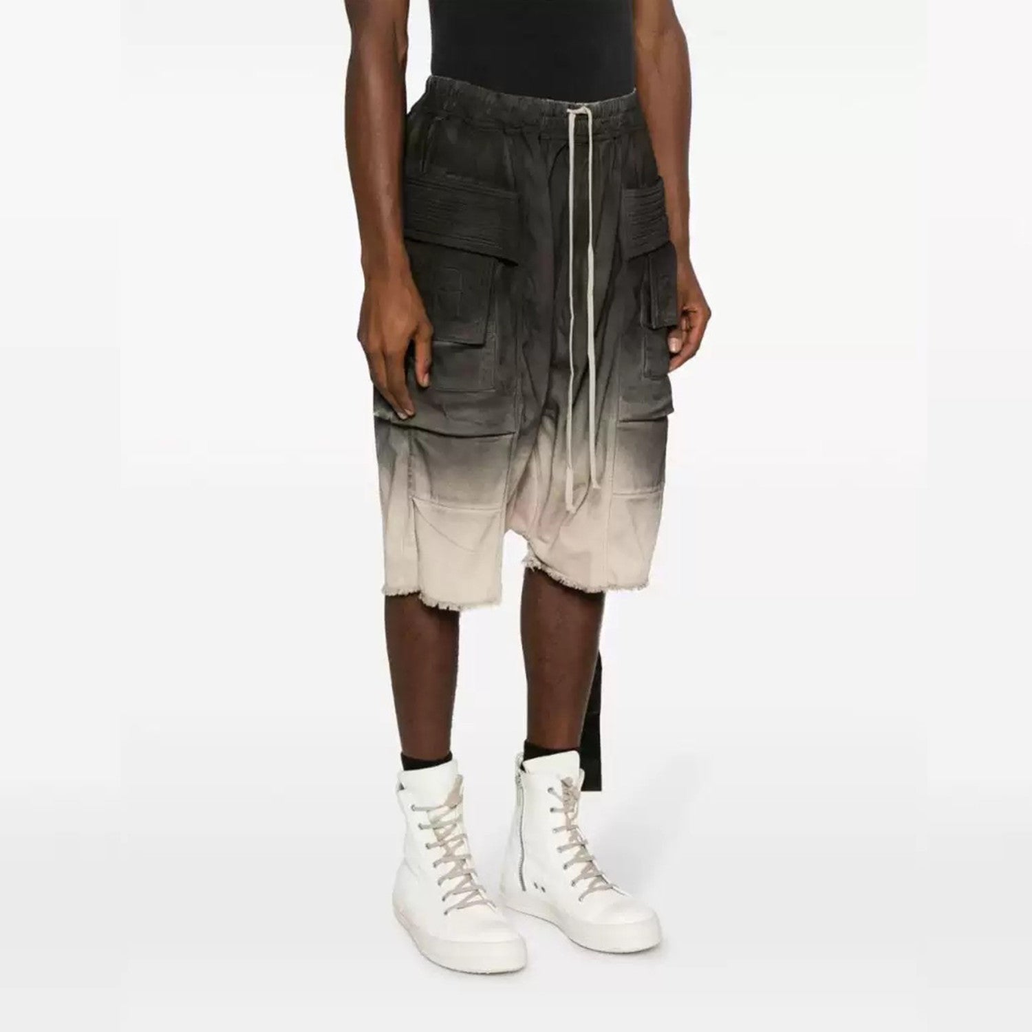 X Dekshdw Men's Spring/summer Vintage Distressed High Street Hole Breaking Denim Shorts Gradient Fringe Comfort Pants Ngvp #9313