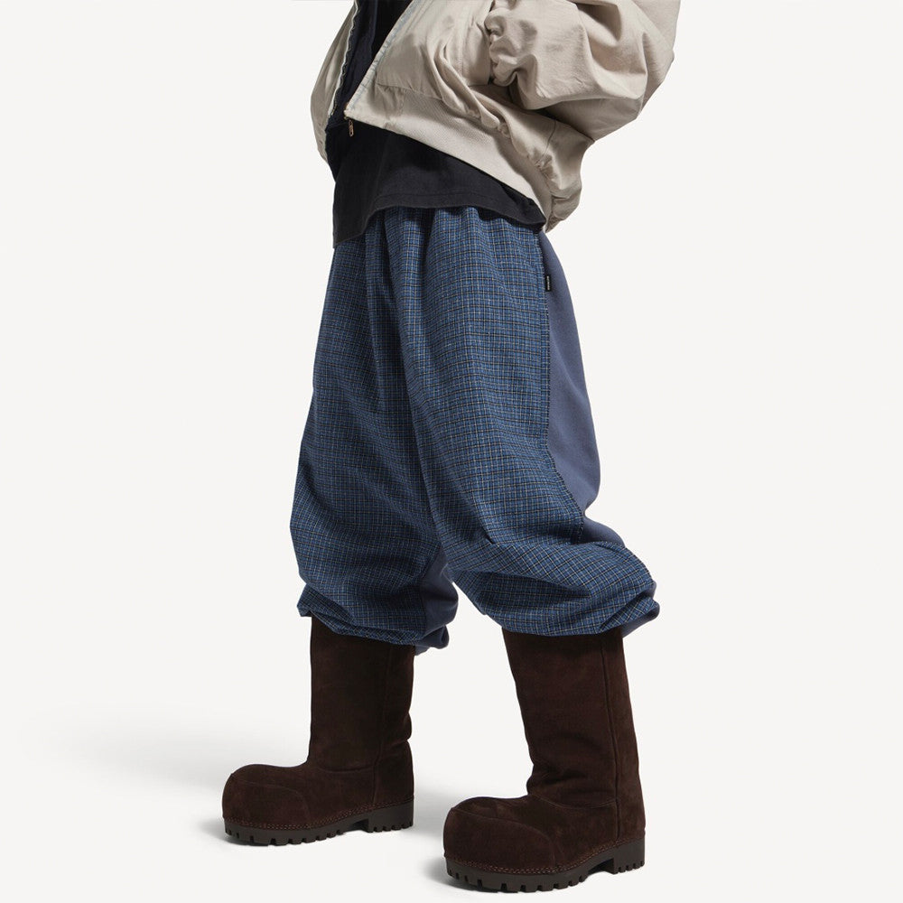 Unisex Blcg 2026SS Plaid patchwork Distressed finish Loose fit Trousers Pants #82535A