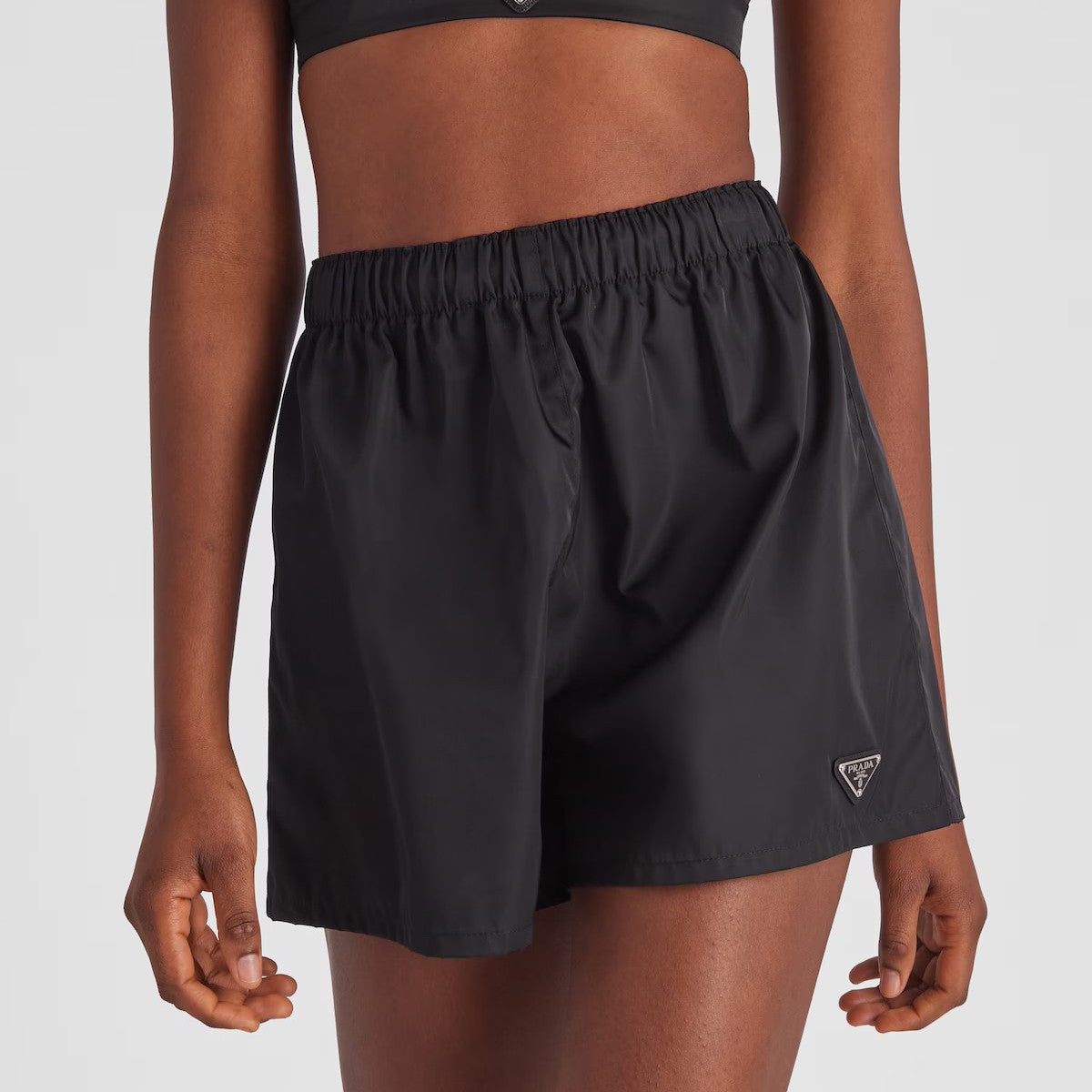 Women's Summer Logo Black Re-Nylon Elastic Casual Fit Shorts #71598