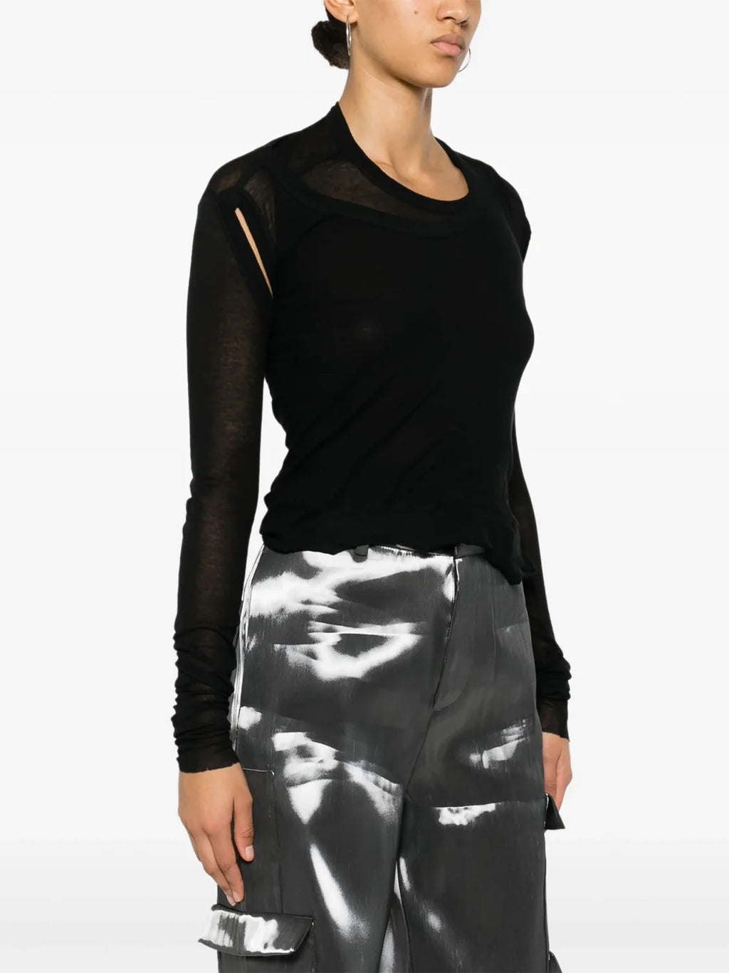 Women's Spring. Summer And Autumn Solid Color Layered Style Cotton Round Neck Pullover Long Sleeve Straight T-Shirt Ngvp #9174