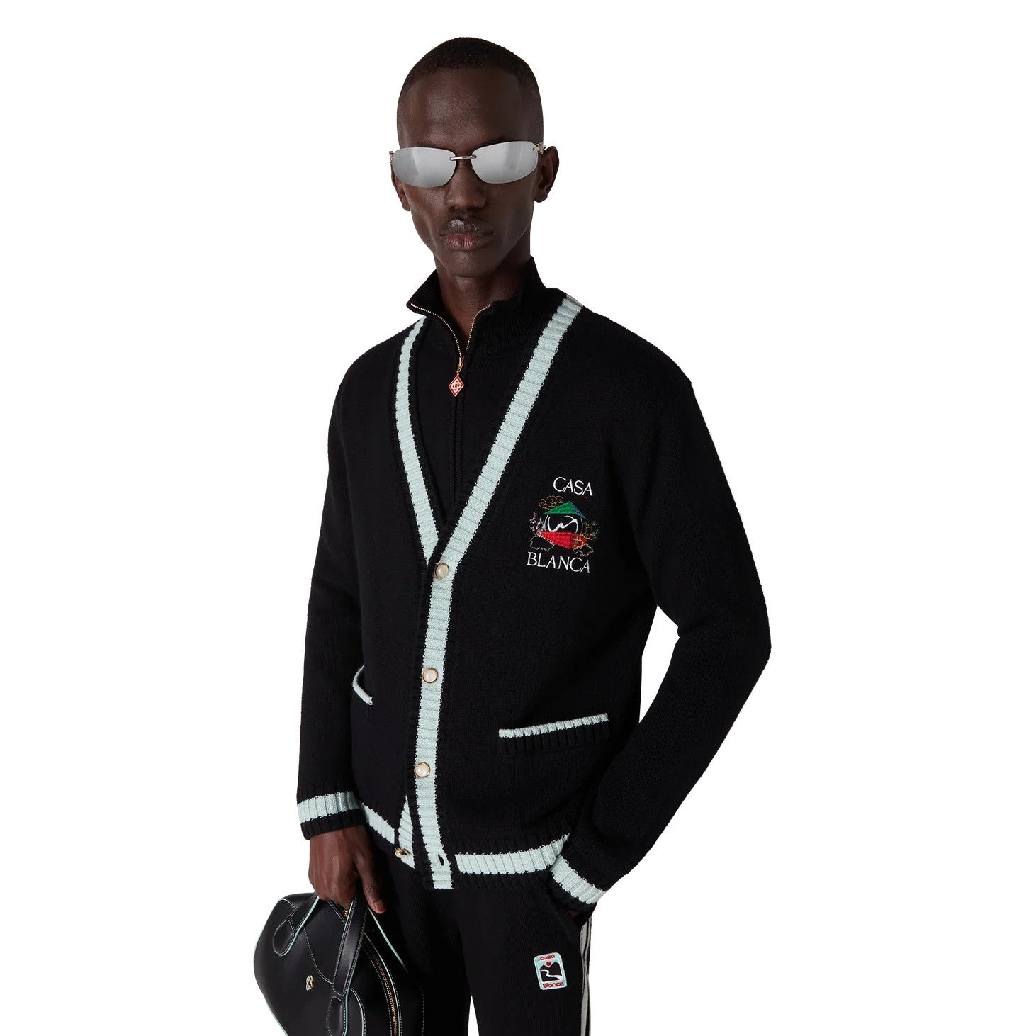 Casa Mountain Temple Cardigan Men's And Women's Spring/autumn Fashion Casual Embroidered Badge V Neck Single Breasted Knitted Cardigan #78324