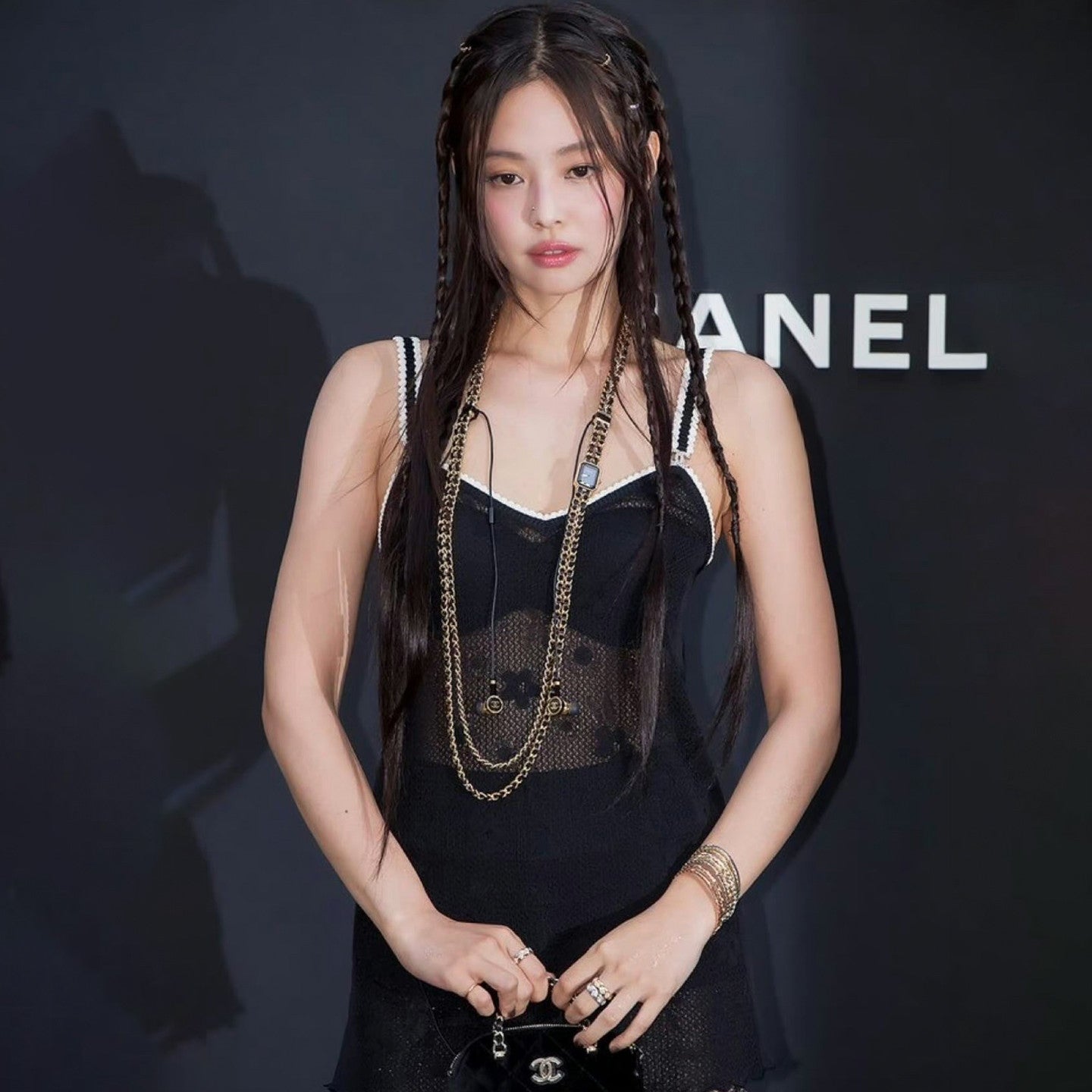 Women's Spring And Summer Black And White Lace Halter Camellia Knitted Dress Fashion Exquisite Luxury Dresses #71682