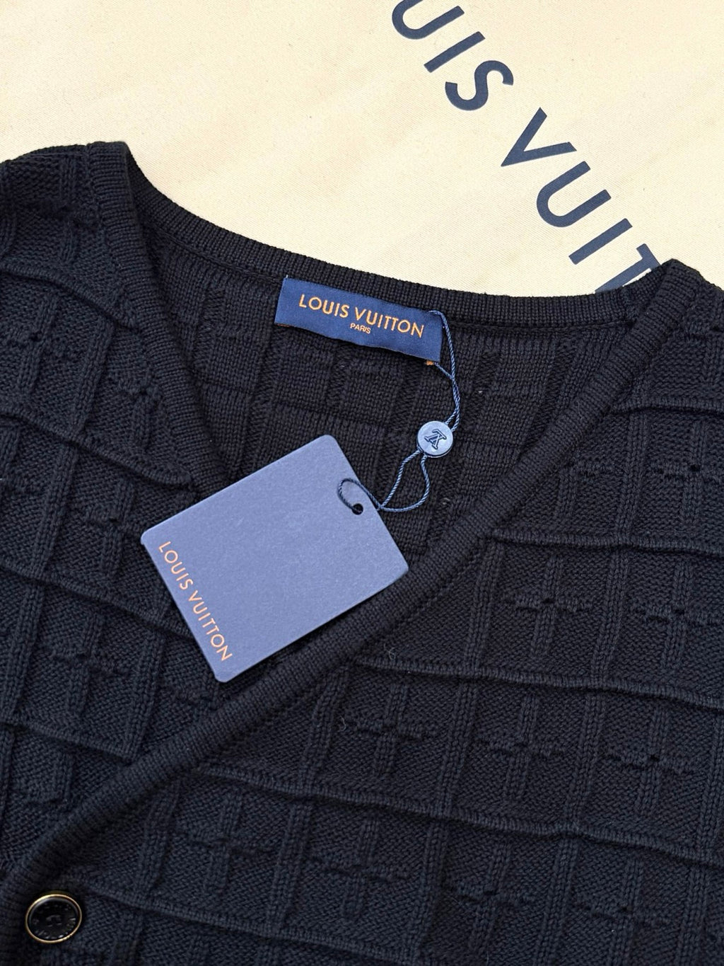 Men's And Women's Spring/Autumn Solid Color Fashionable Casual Checkered Metal Badge Jacquard Double-breasted Knitted Cardigan Jacket #78146