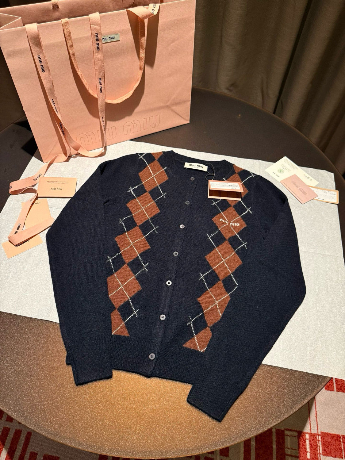 Women's Spring/Fall Fashion Casual Crew Neck Single-Button Diamond Pattern Cashmere Knit Cardigan #78497