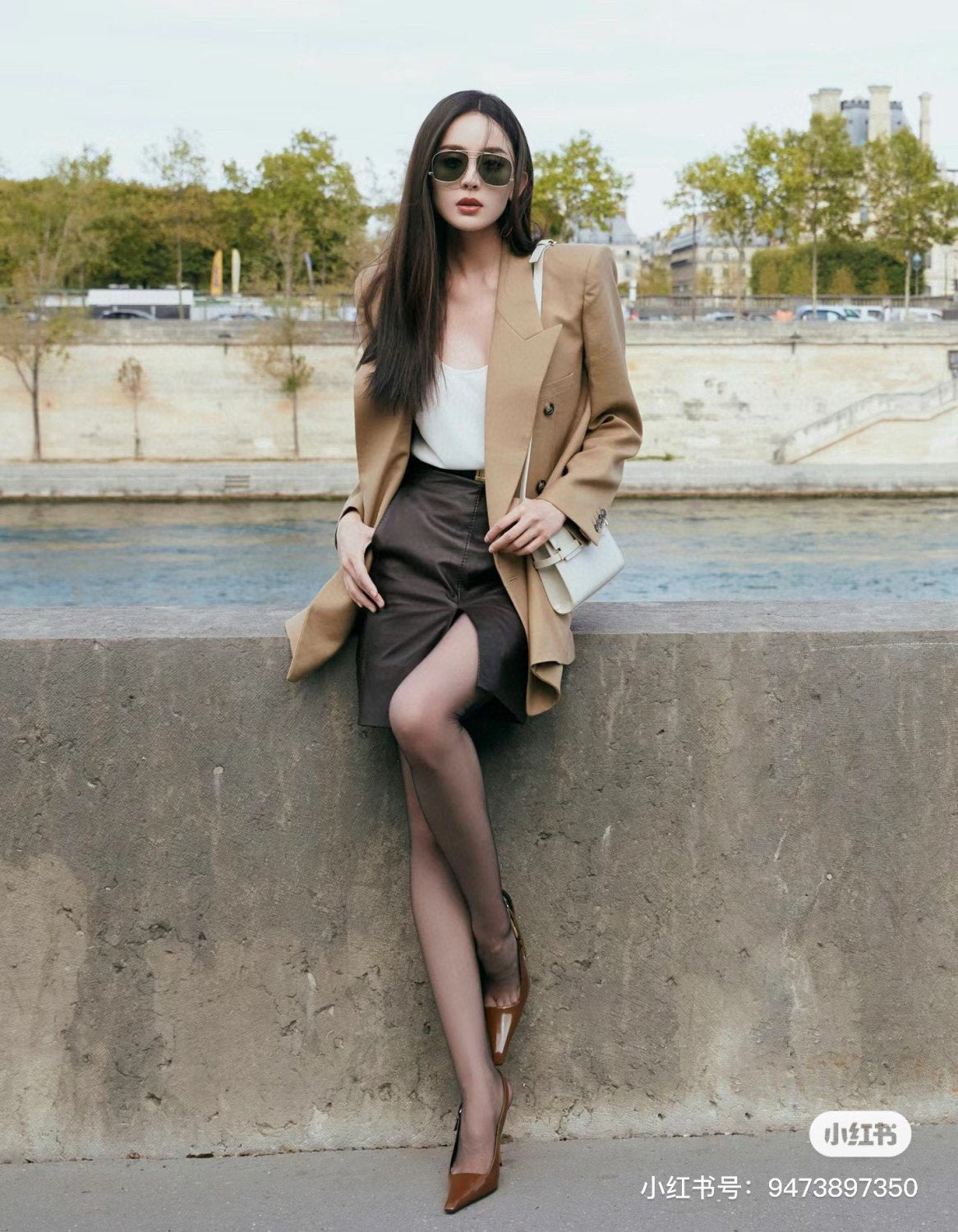 Women's Spring And Autumn Solid Color Double Breasted Wool Gabardine Loose Long Sleeve Blazer Jacket Coat Ngvp #8958