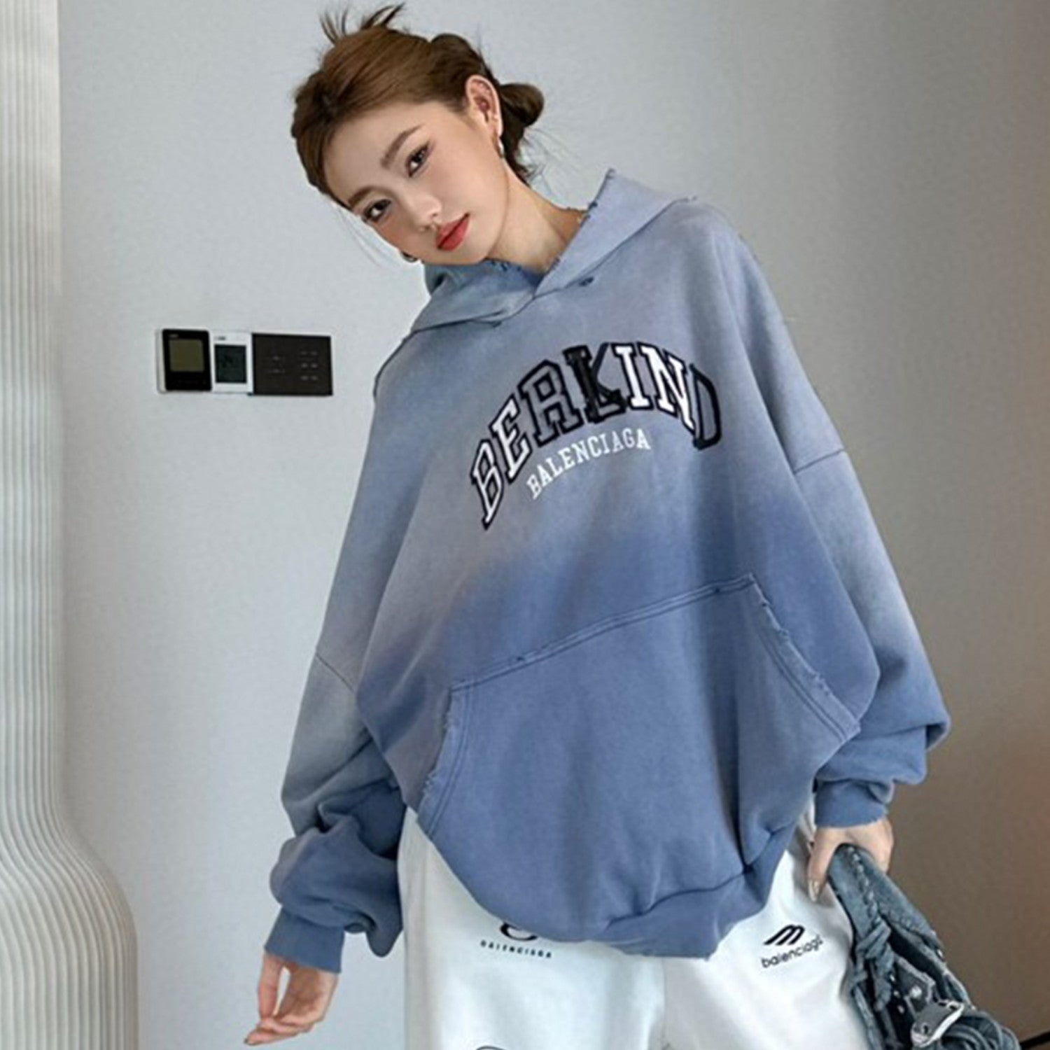 Men's Women's Spring And Autumn Printed Embroidery Silhouette Hooded Sweatshirt Vintage Casual Do-over Sweatshirt  #98661