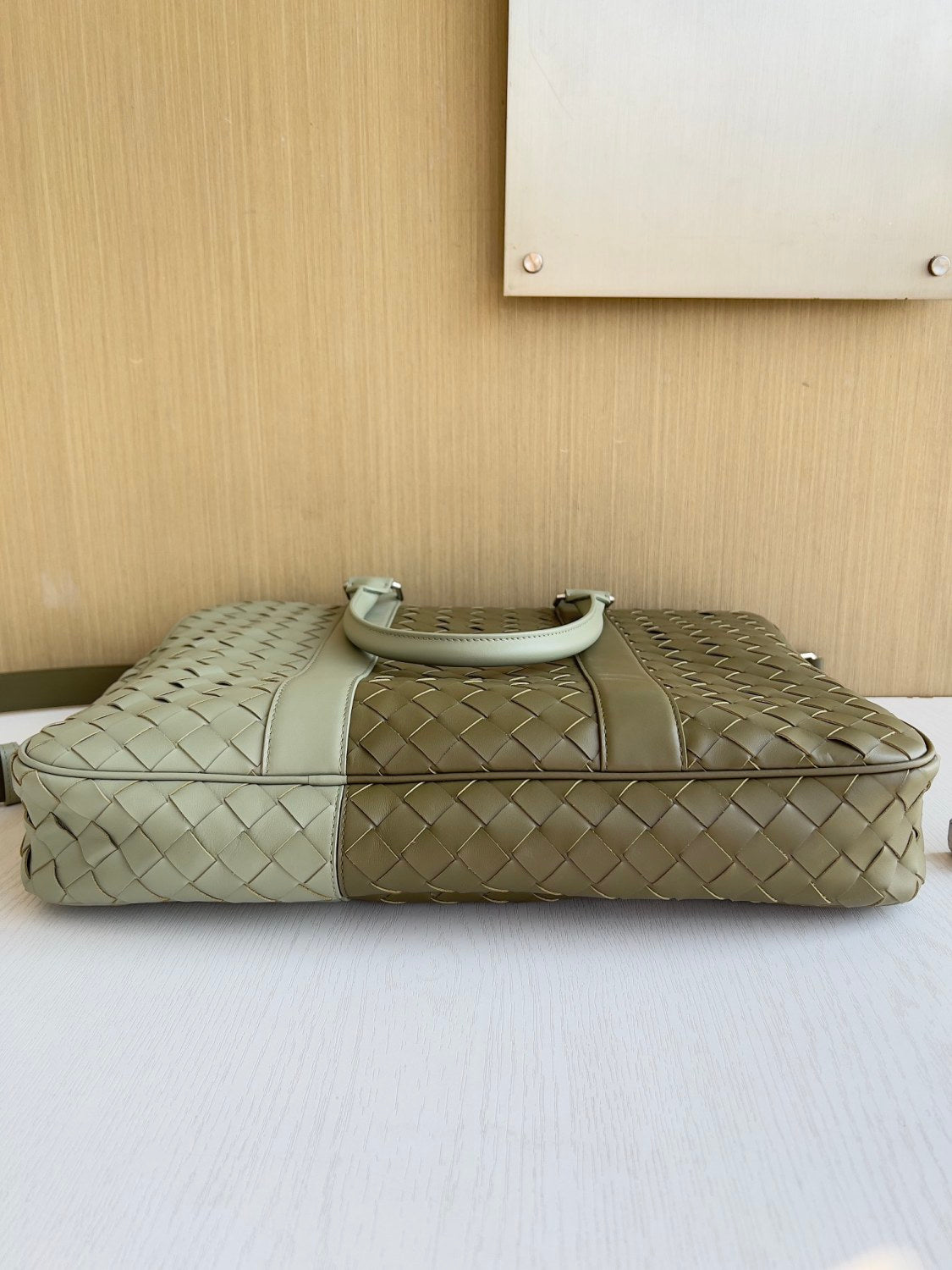 BV Intrecciato Men's Two Tone Adjustable Detachable Shoulder Strap Woven Calfskin Briefcase Handbag Bag Bags #77474