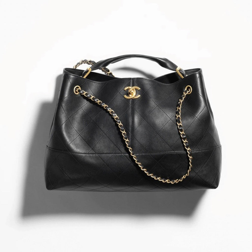 25a Hobo Full-leather Black & Gold Horizontal Tote Bag Stylish Luxury Shimmering Shoulder Bag Handheld Large Capacity Bags  #82167A