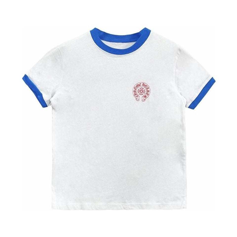 Women's Summer Solid Color Scroll Horseshoe Cross Print Cotton Fitted Straight Short Sleeve T-Shirt #71446