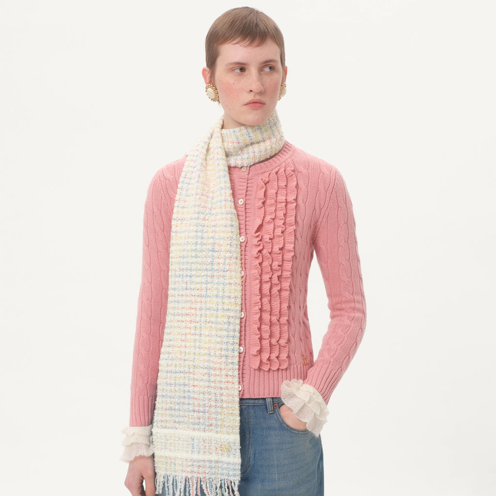 Women's Spring. Autumn And Winter V-Neck Ruffled Solid Color Knitted Sweater Long-Sleeved Cardigan Ngvp #1256