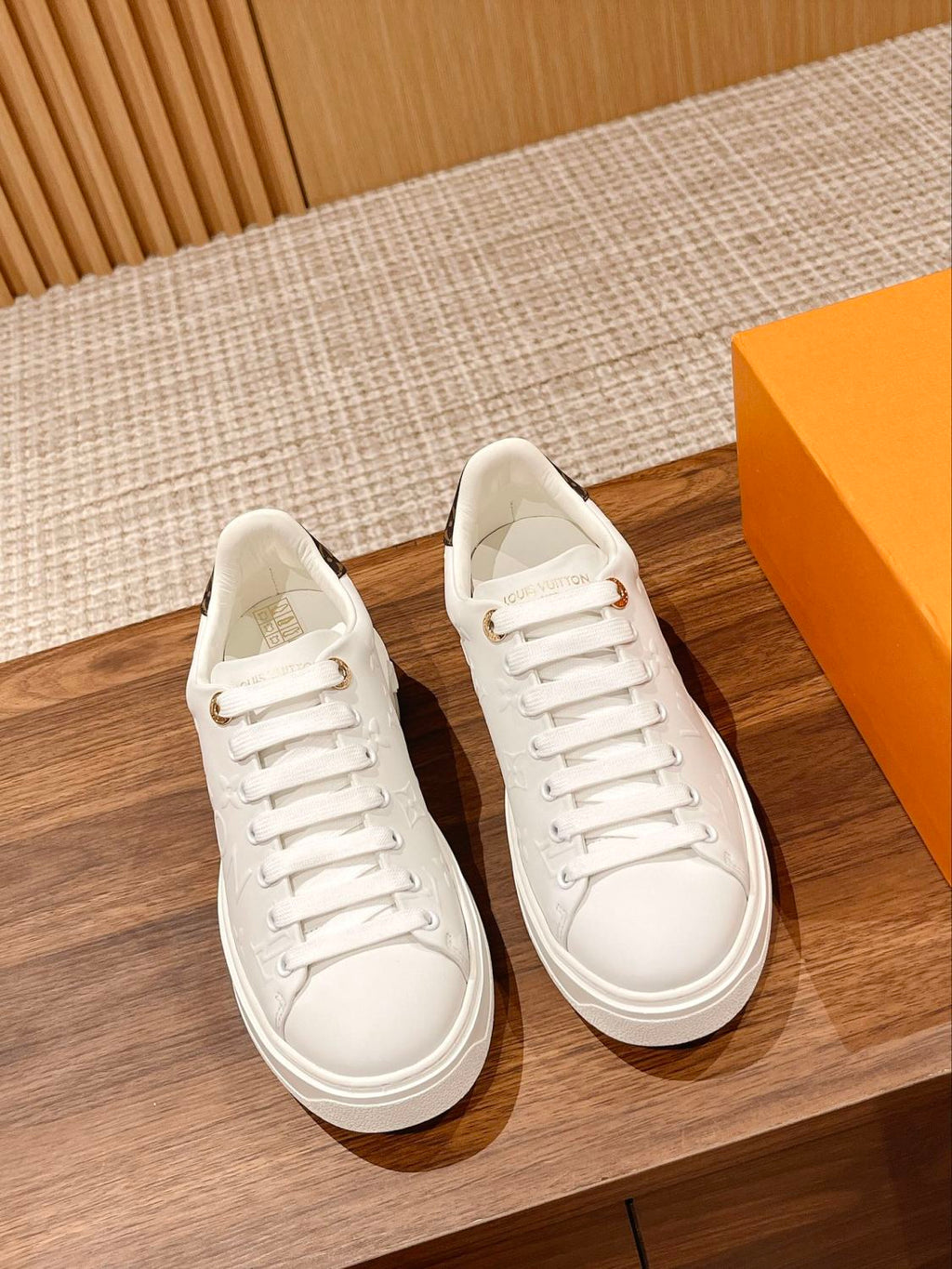 Time Out Women's Solid Color Letter Print Leather Low-Top Lace-Up Casual Shoes #77748