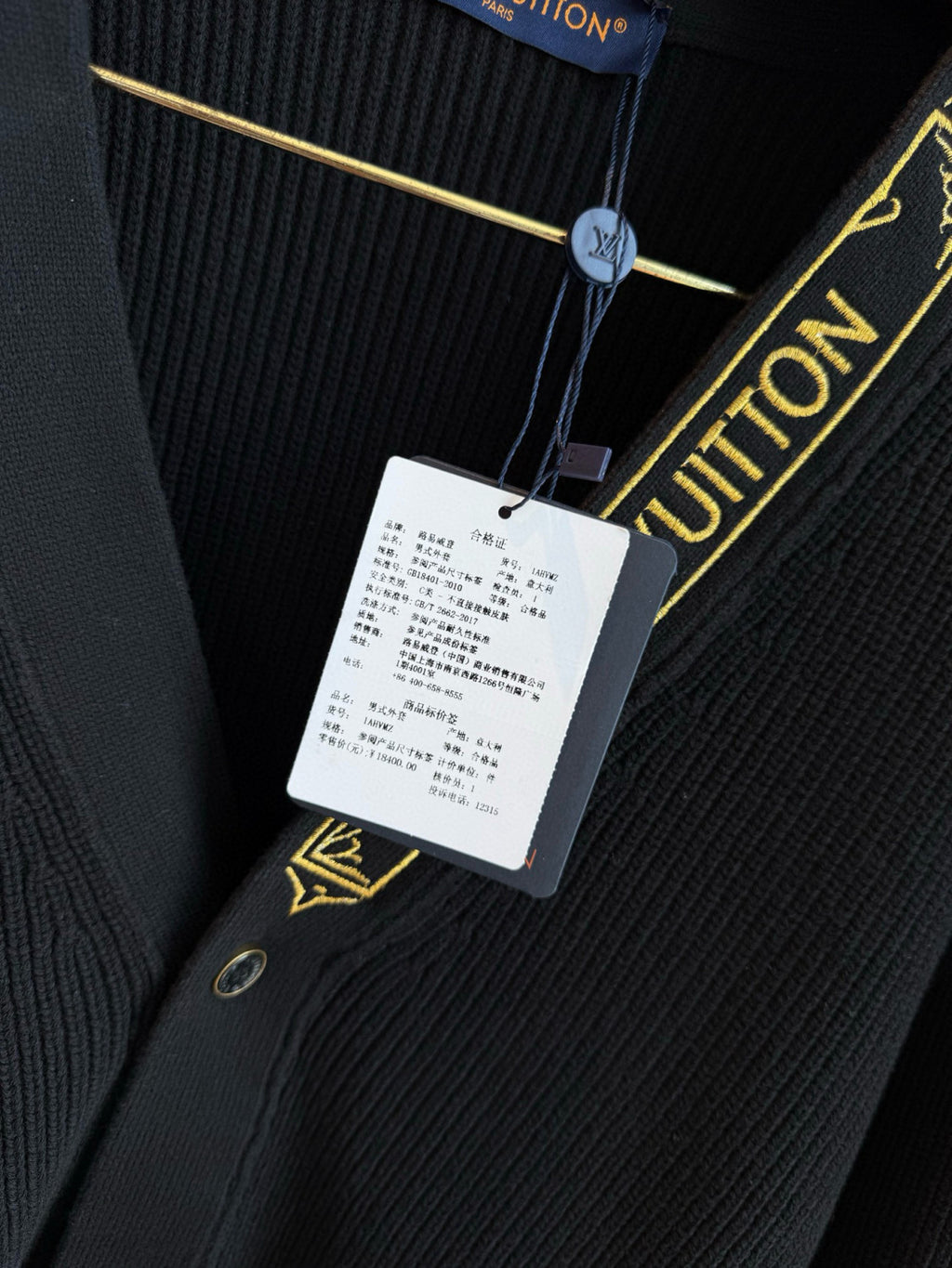 Men's Spring And Fall V-Neck Logo Embroidery Single-Breasted Long-Sleeved Solid Color Cotton Blend Cardigan #81267