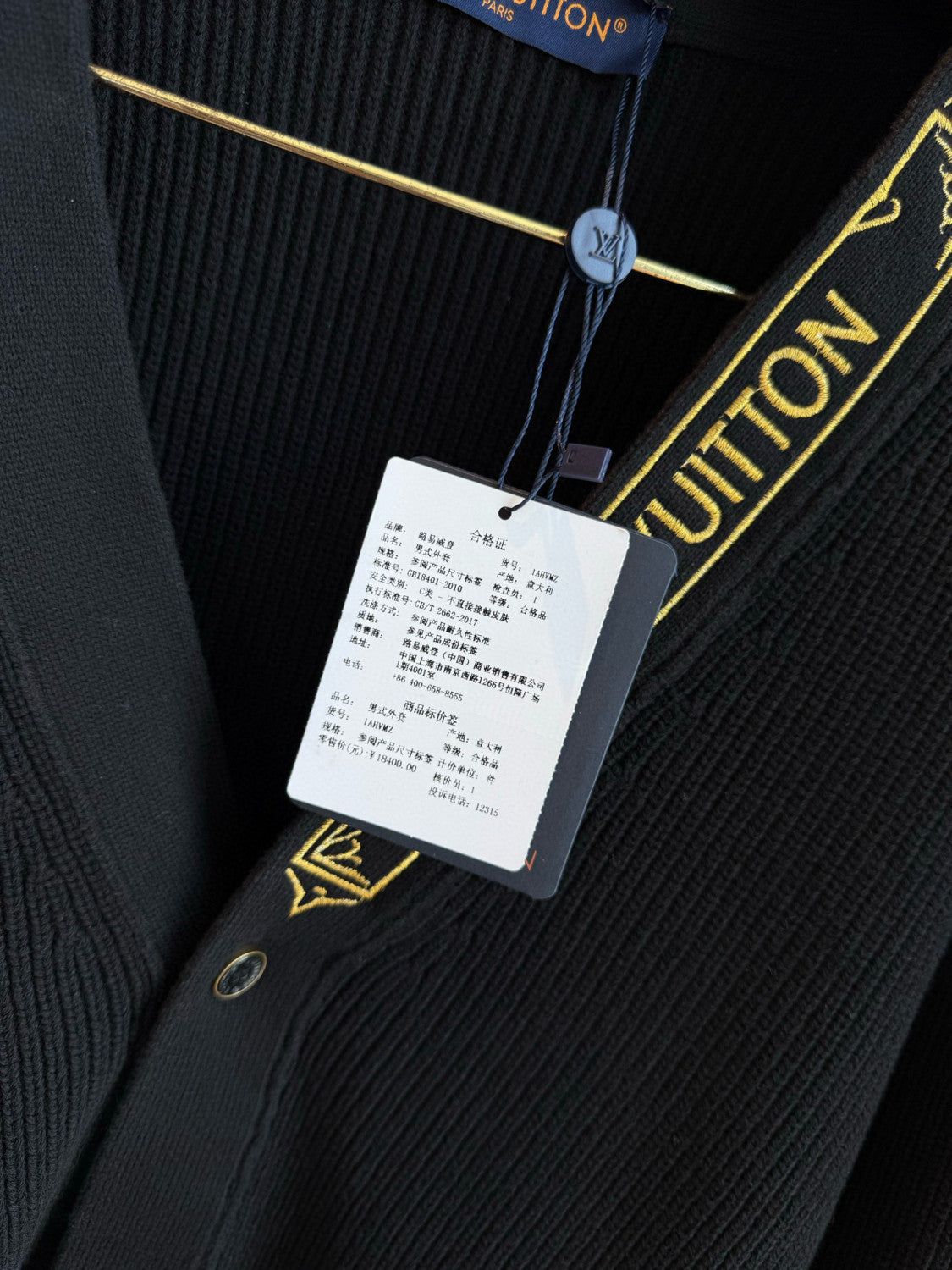 Men's Spring And Fall V-Neck Logo Embroidery Single-Breasted Long-Sleeved Solid Color Cotton Blend Cardigan #81267