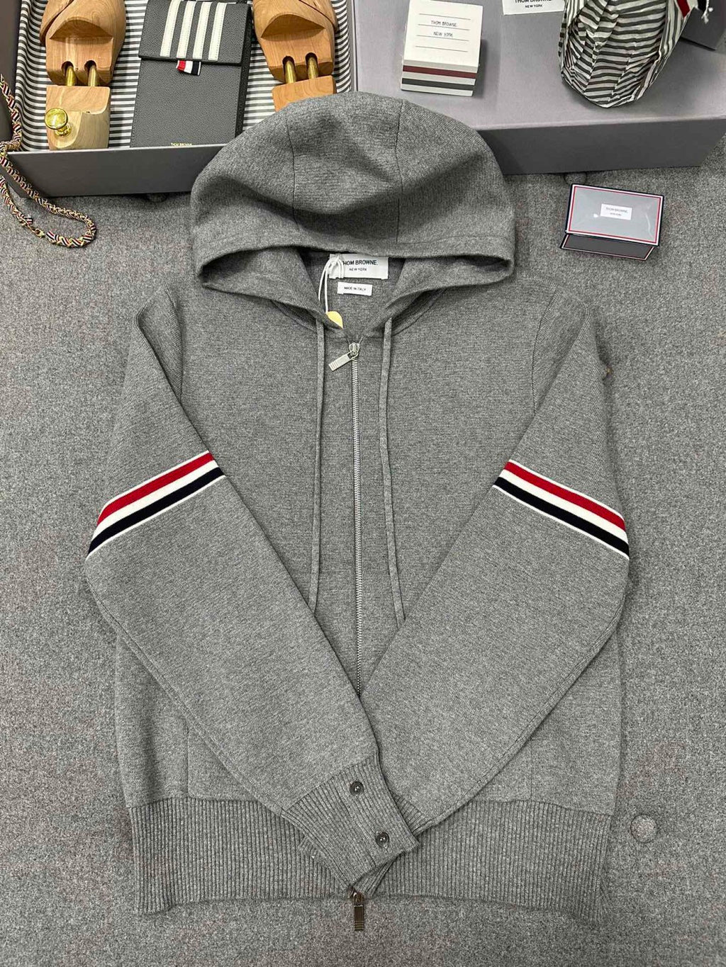 TB  Men's Spring & Autumn Cotton Armband Embellished Solid Color Zipper Fitted Hooded Cardigan Jacket Ngvp #1943