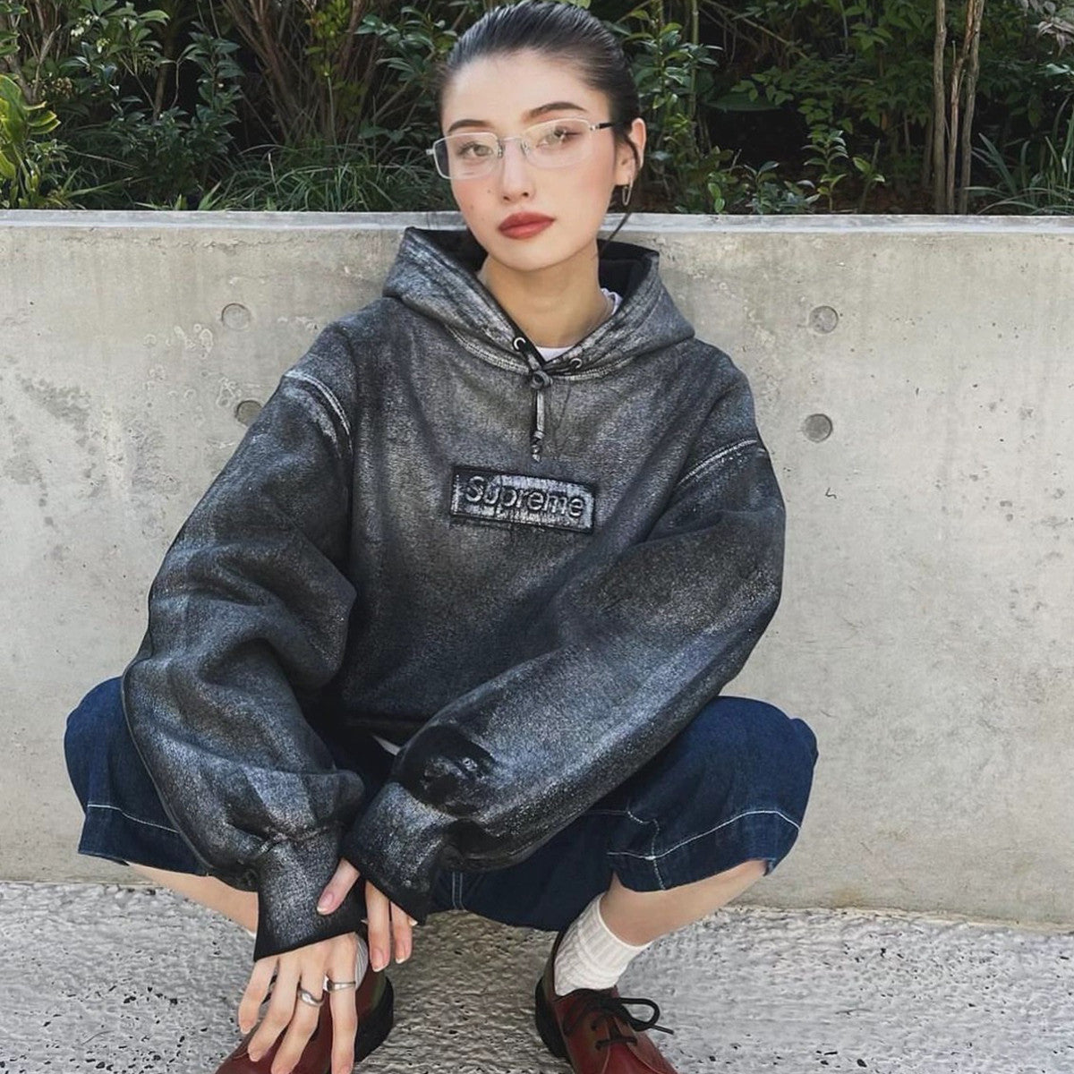 x MM6 Maison Margiela Men's And Women's Spring And Fall Paint Do Old Gradient Logo Hoodie Hooded Sweatshirt Casual Loose High Street Trend Tops  #71347