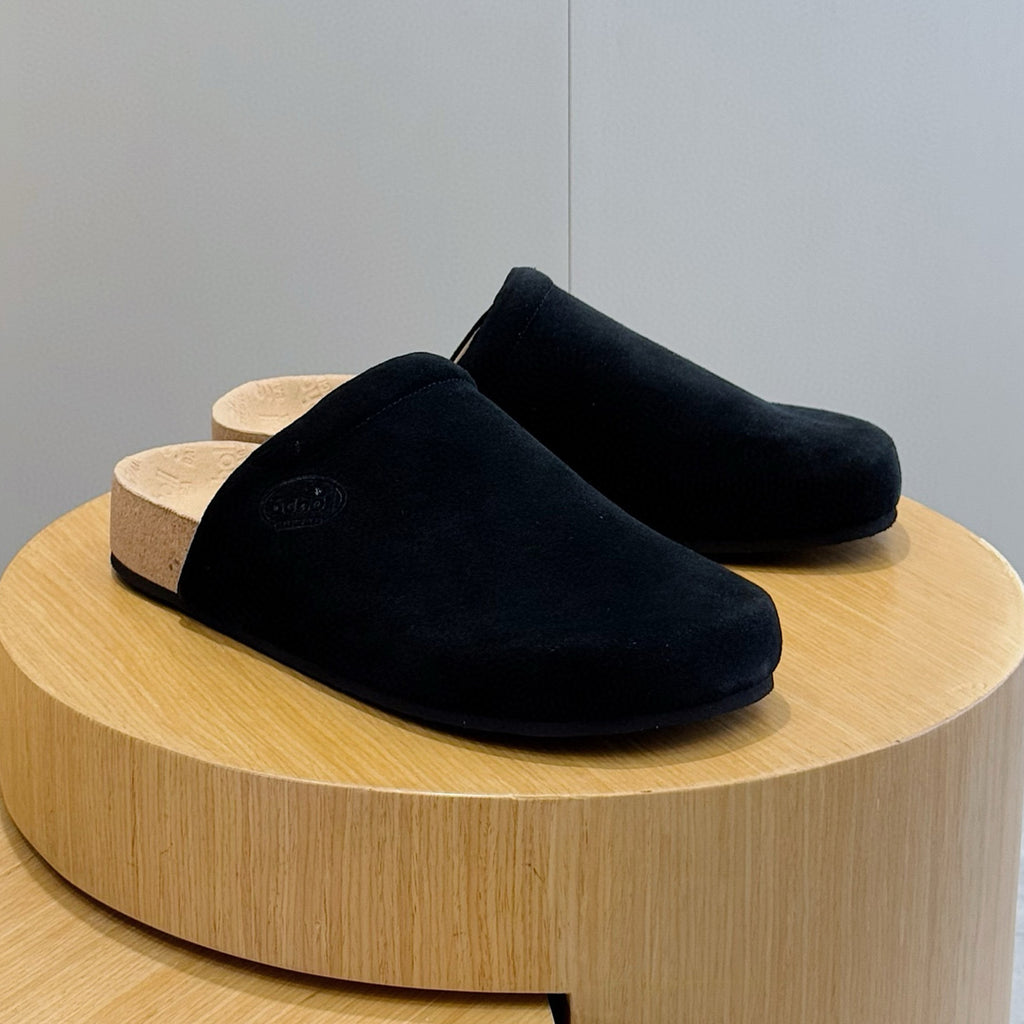 B Men's B I Scholl Flat Mule In Black Cowhide Flat Logo Birkenstock Shoes Fashion Temperament Trend Casual Shoes Slippers Ngvp #1973