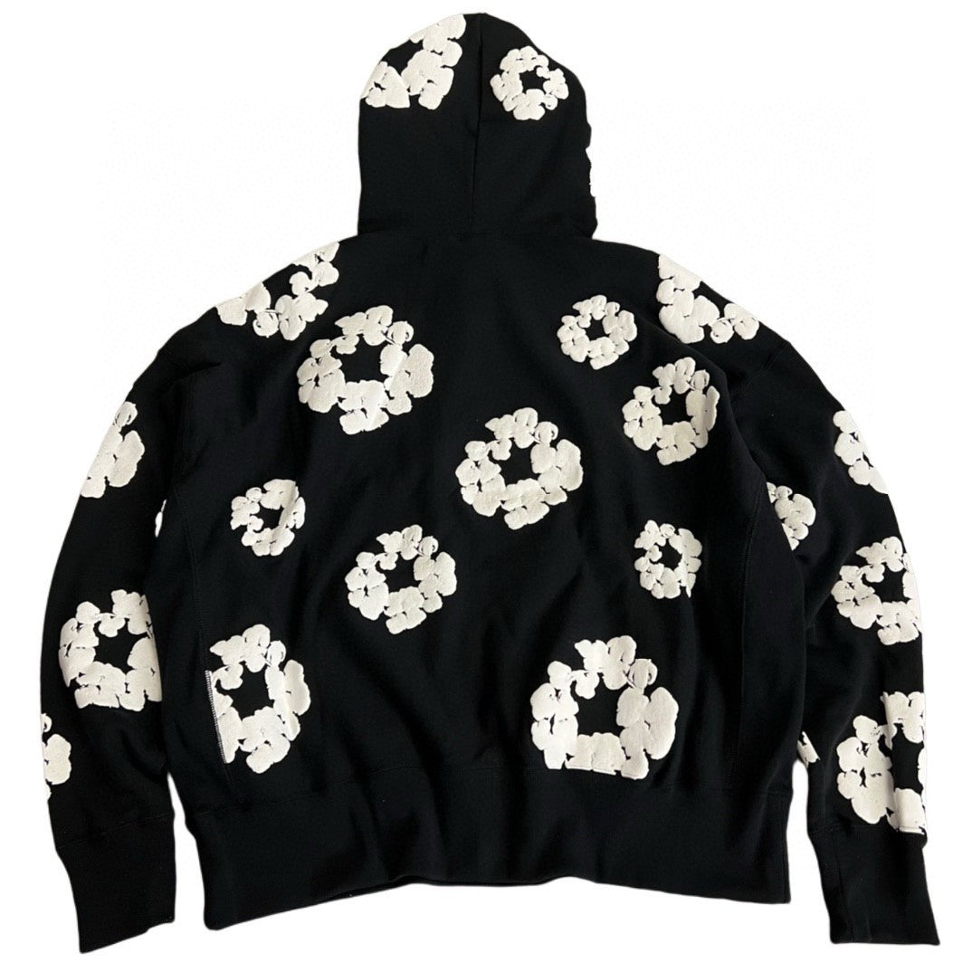 Denim Tears Men's And Women's Spring And Fall Black And White Snowflake Print Hooded Sweatshirt Pullovers #72538