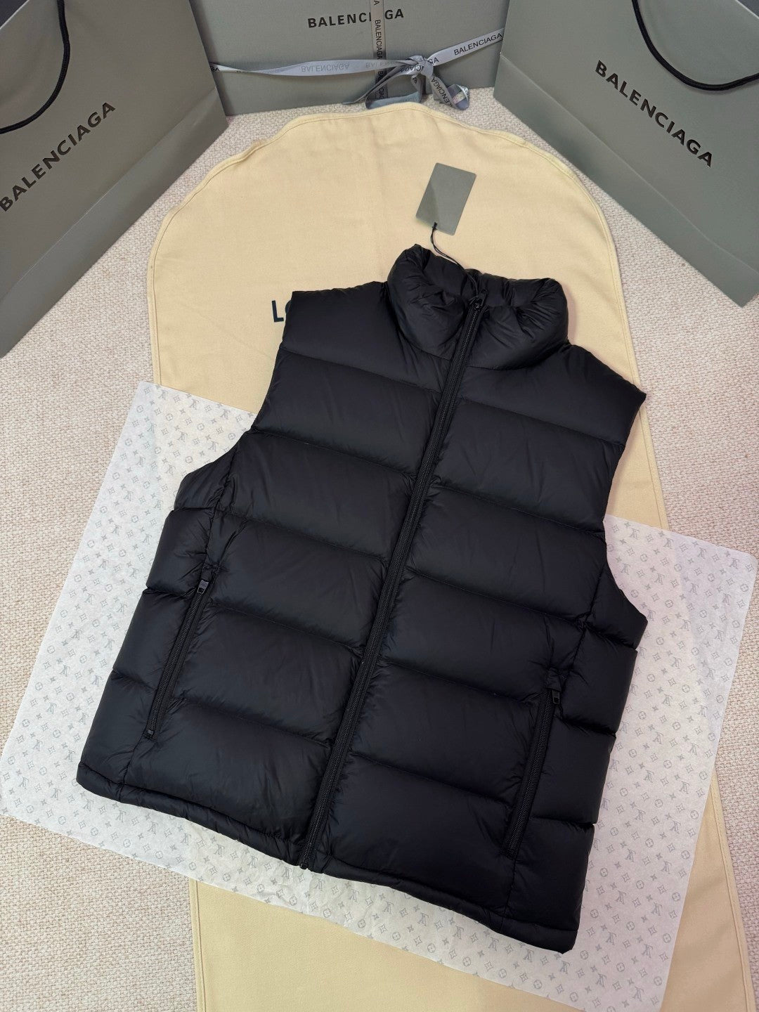 FallWinter Men's Full Print Zipper Stand Collar Warm Vest #83209A