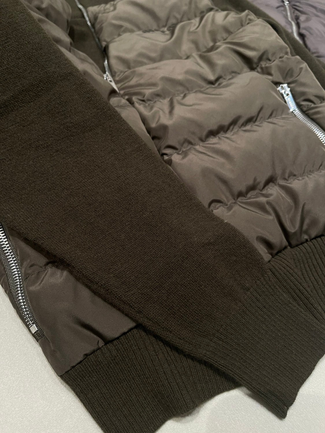 Cashmere Knitted Patchwork Goose Down Stand Collar Down Jacket #194161