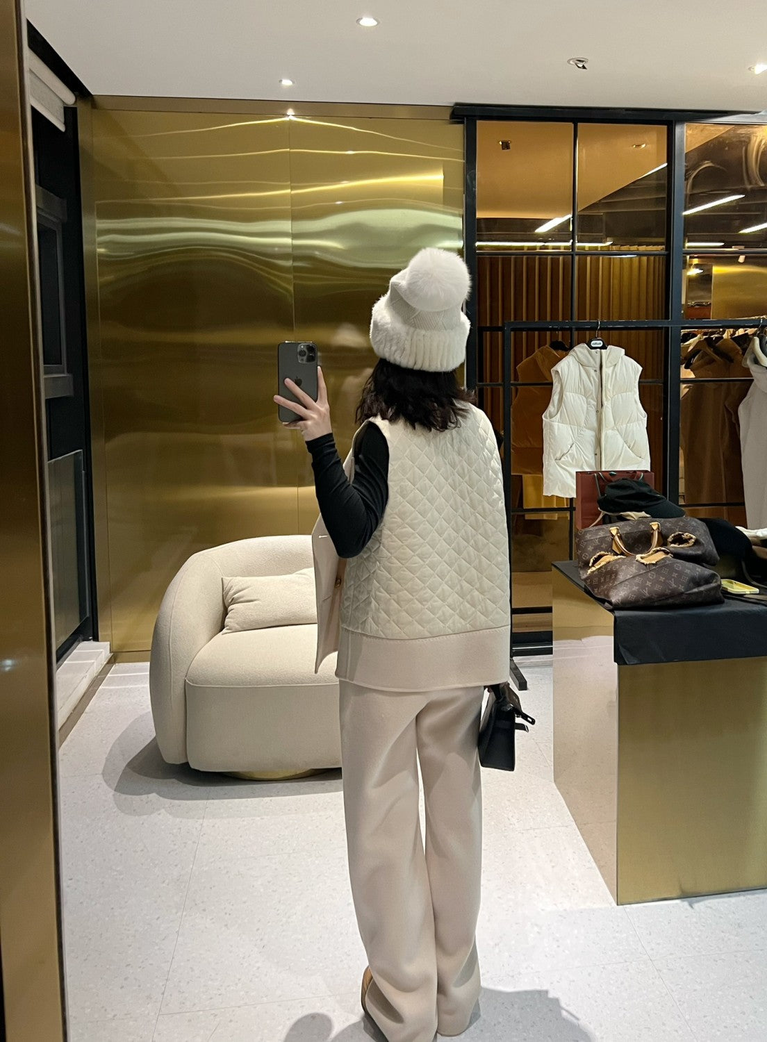 MaxMara Women's Autumn And Winter Solid Color Vintage Cashmere Sleeveless Vest Jacket Casual Elastic Waist Straight Pants Suit Set Ngvp #9381