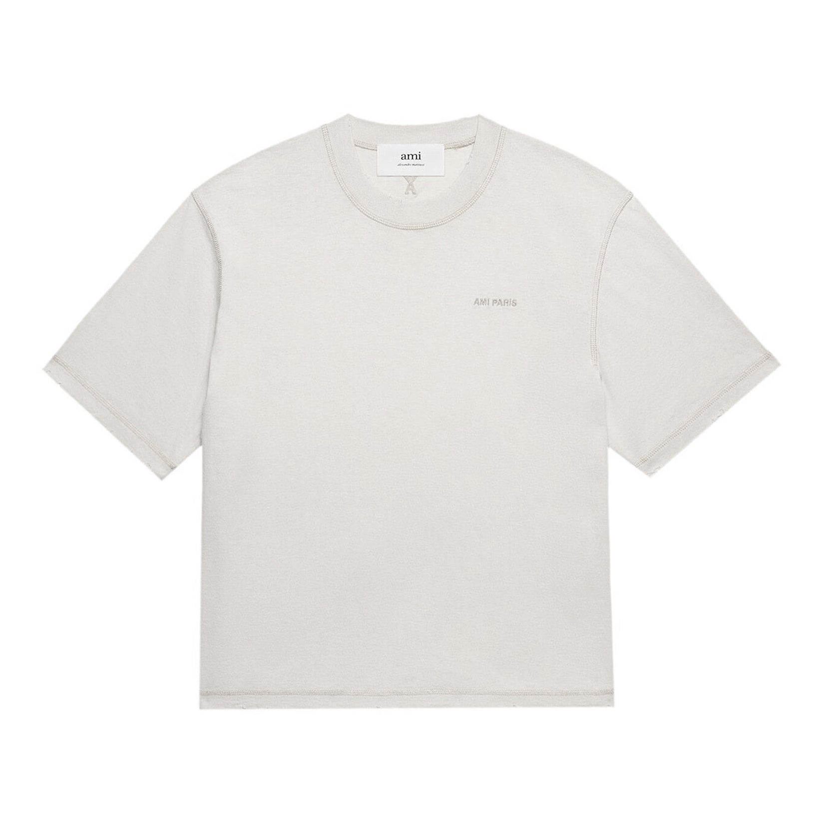 Ami Men's and Women's Summer Letter Embroidery Logo Round Neck Solid Color Short Sleeve T-shirt #98648