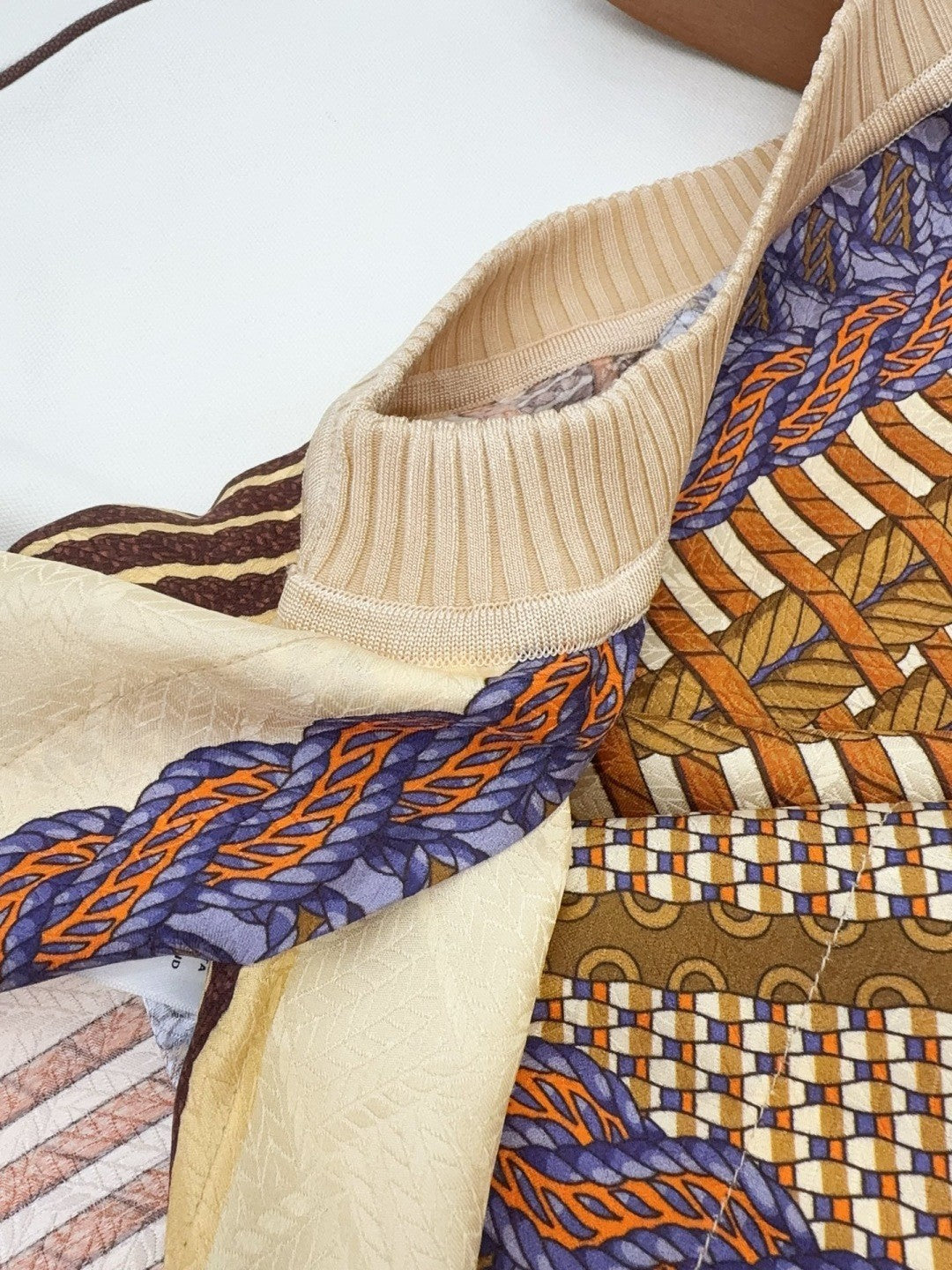 Women's Spring/Summer 2026 Silk printed check pattern Knitted and silk patchwork Shirt dress Suit Set #82539A