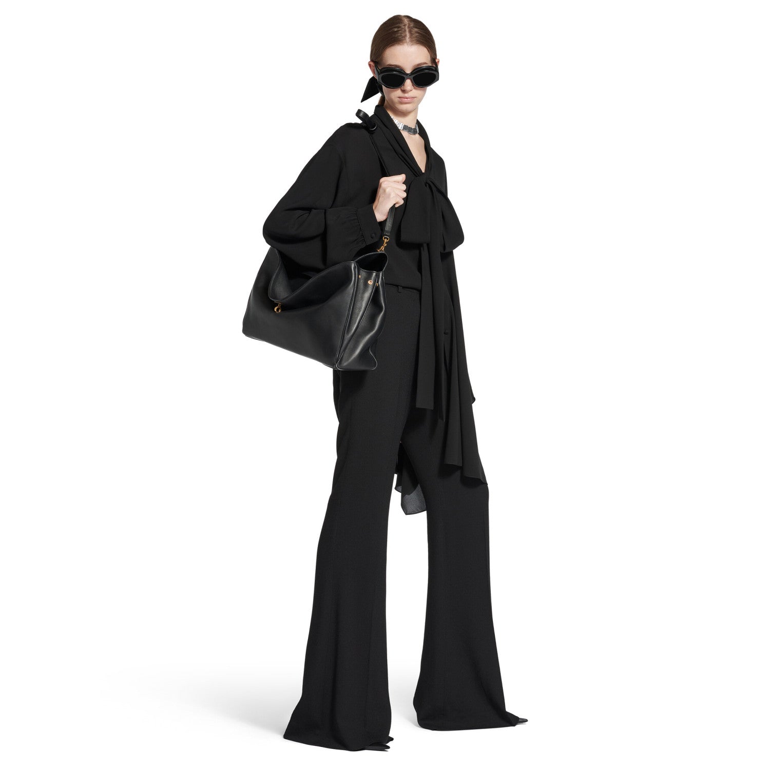 Women's Spring Summer Black Flared Trousers Fashion High Street Trend Casual Suit Pants Ngvp #1937