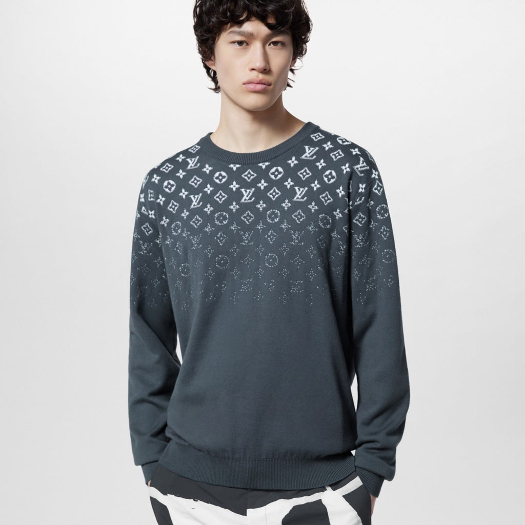 Men's Spring and Fall Gradient Logo Printed Round Neck Cotton Pullover Sweatshirt #98968