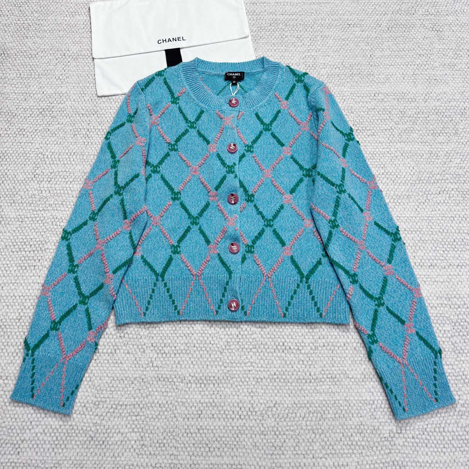 Women's Spring And Fall Shirt Logo Jacquard Letters Single-breasted Wool Knit Sweater Jacket #73326