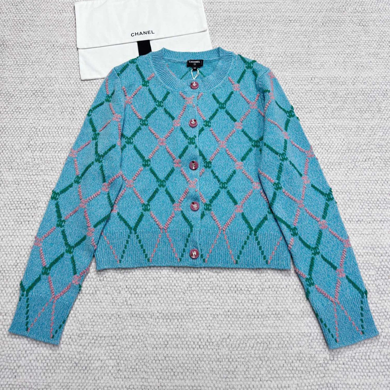 Women's Spring And Fall Shirt Logo Jacquard Letters Single-breasted Wool Knit Sweater Jacket #73326