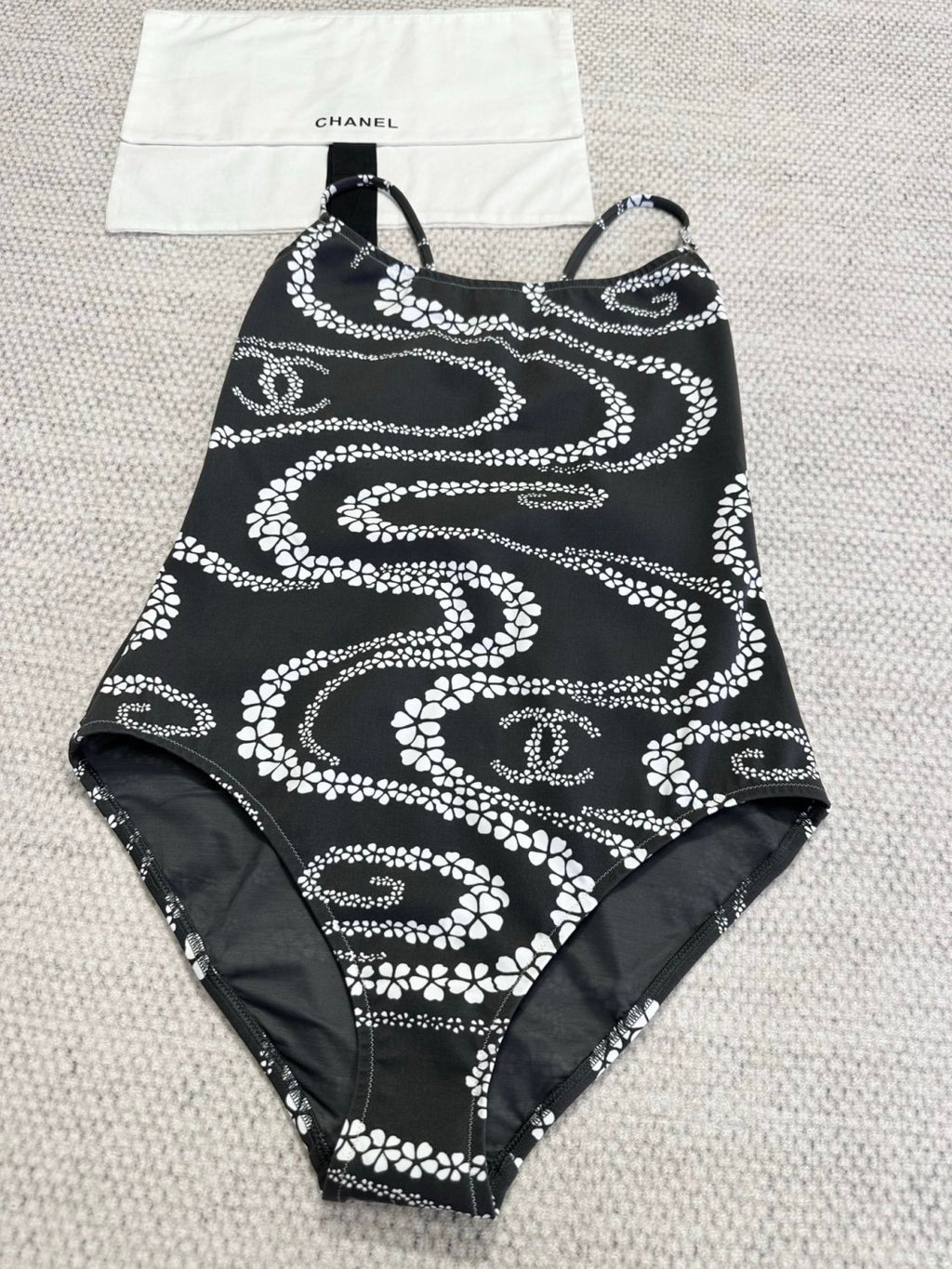 Women's Summer Black and White Printed Stretch Plain Knit One-Piece Swimsuit #77253