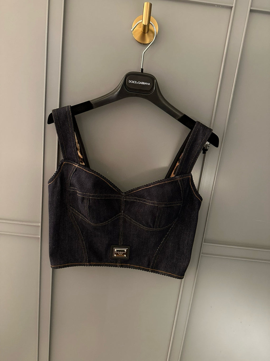 Women's Solid Colour Vest Washed Denim Bra Style Suspender Jacket Lined Leopard Printed #76862