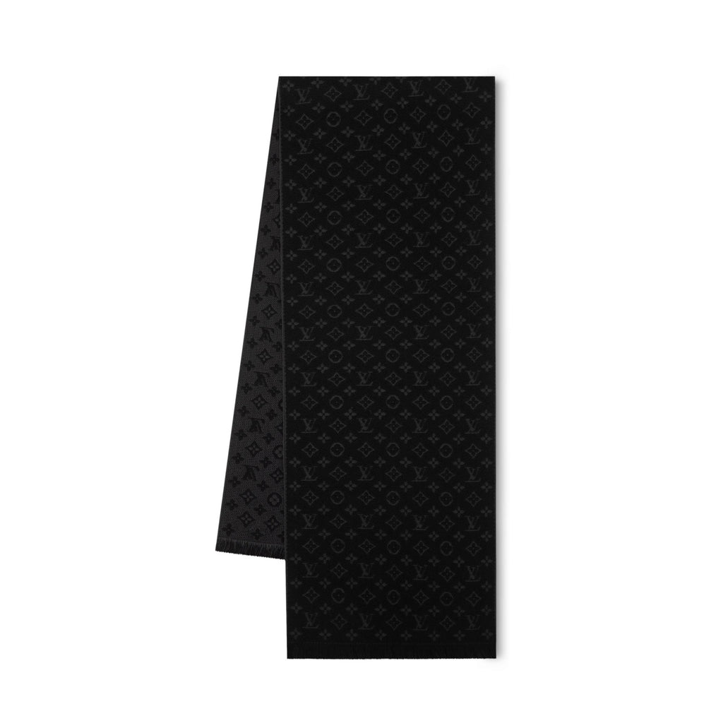 Men's Monogrammed Black Wool Scarf #73893