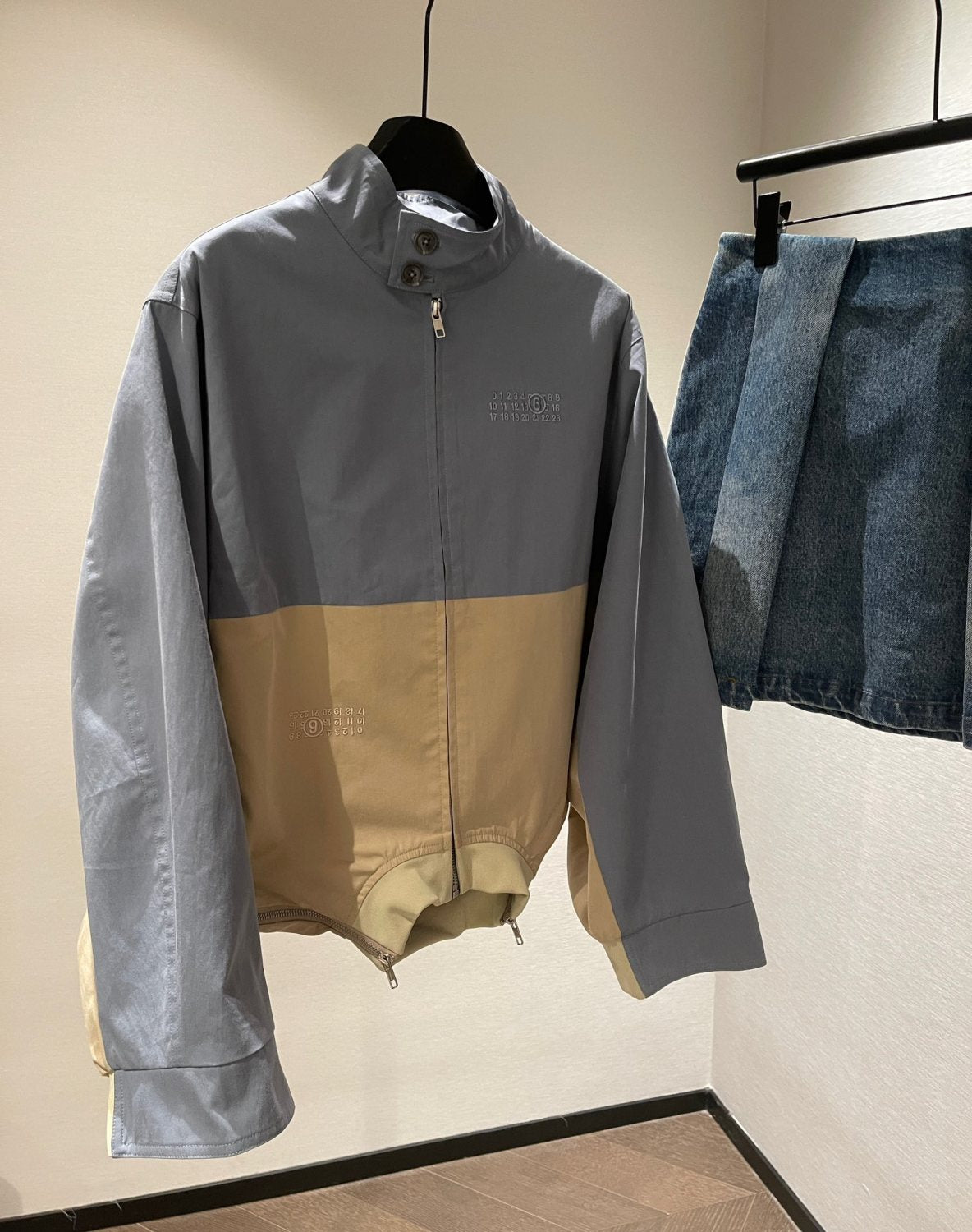 MM6 Margiela 2026 collection color-blocked patchwork stand-collar batwing sleeve Jacket #194158