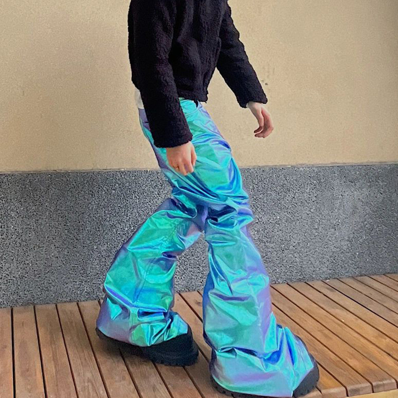 Men's And Women's Four Seasons Fashion High Street Laser Drag Pants Do Old Retro Trend Pants Ngvp #7683