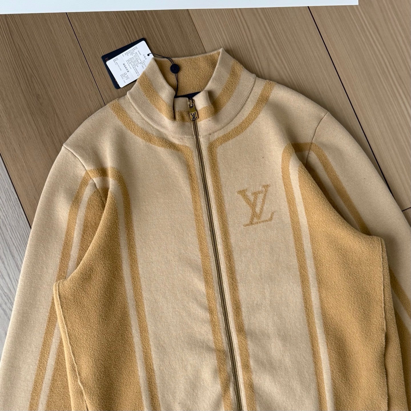 High-end Men's Fall/winter Knit Sweatshirt Two-tone Patterned Letter Print Stand Collar With Zipper Fashionable Open-front Cardigan #82287A