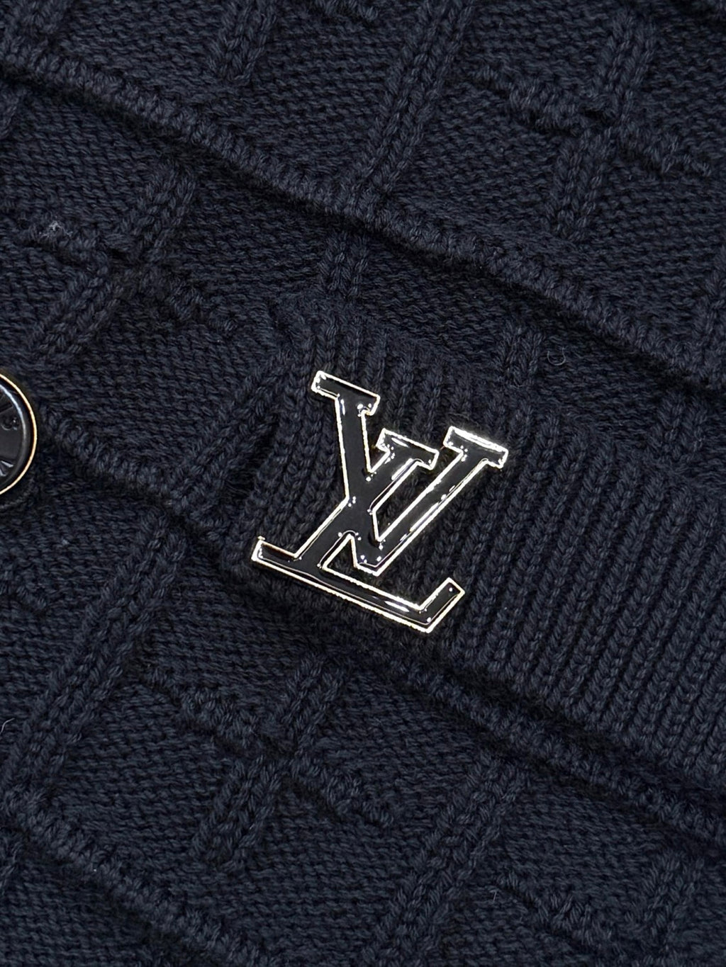 Men's And Women's Spring/Autumn Solid Color Fashionable Casual Checkered Metal Badge Jacquard Double-breasted Knitted Cardigan Jacket #78146