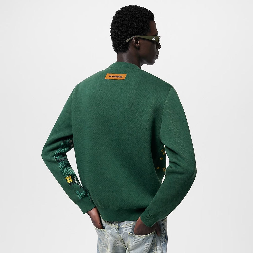 Men's Spring & Autumn Colorblocking Pattern Jacquard Cotton Round Neck Pullover Fitted Long Sleeve Sweatshirt #98318