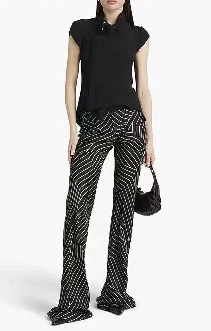 Women's Summer Solid Color Standing Neck Fashion Irregular Sleeveless T-Shirt #71431