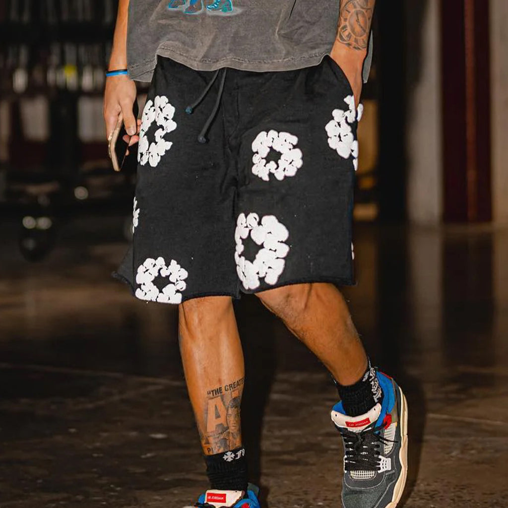 Denim Tears Men Women Spring Summer Trend High Street Kapok Flower Casual Cotton Loose Shorts Fashion Pants Ngvp #8876