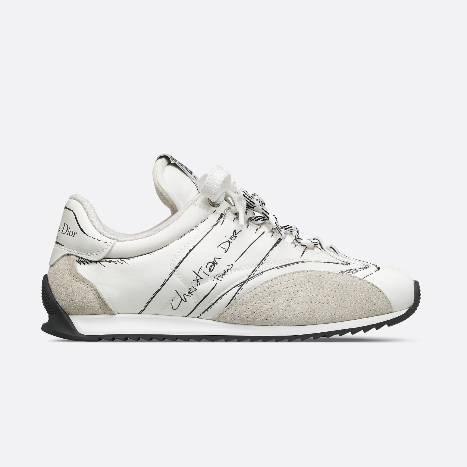 CD D-Sketch Men's And Women's Solid Color Nylon And Cowhide Leather Letter Print Round Toe Low-top Lace-up Casual Shoes #77873