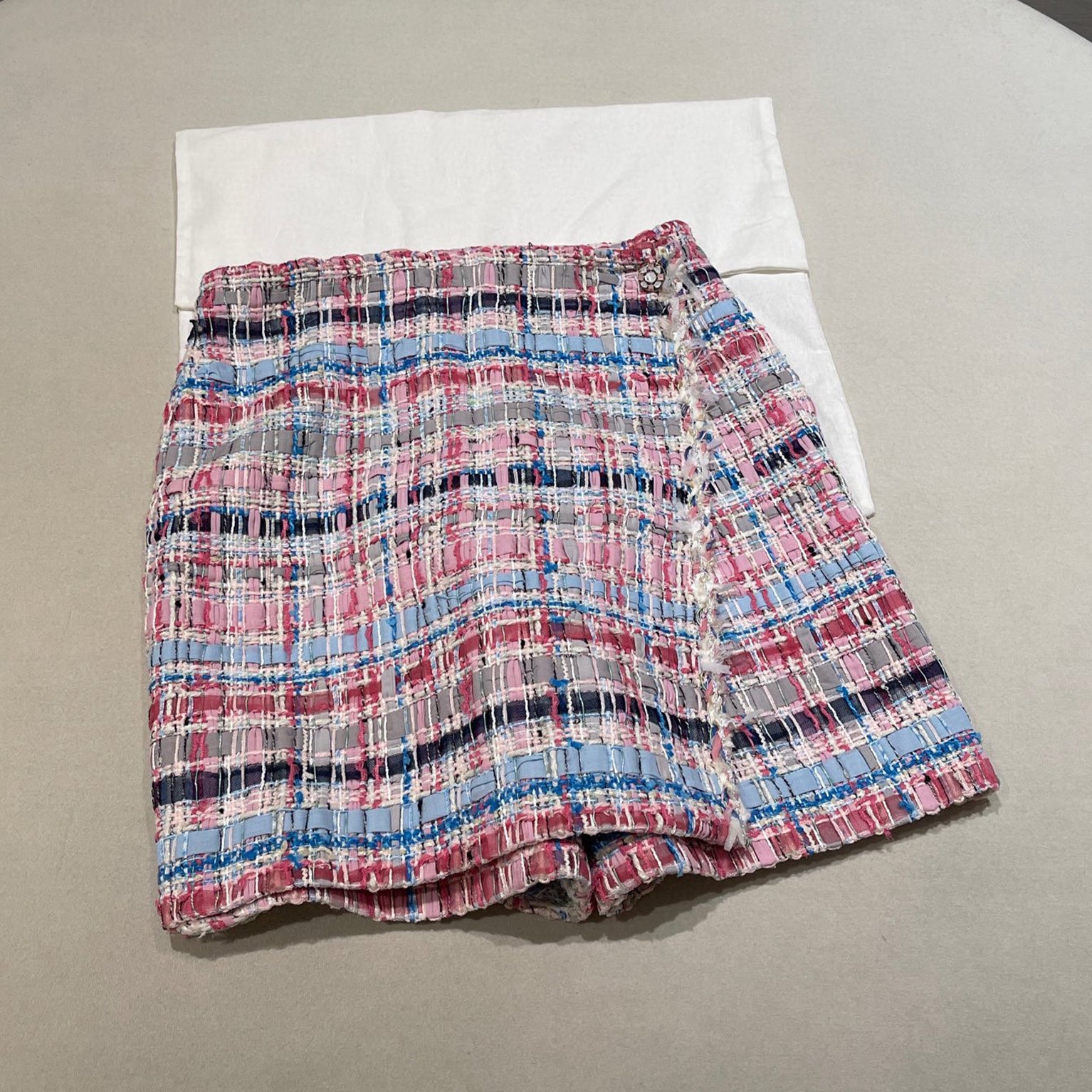 Women's Spring And Autumn High Street Cotton And Silk Tweed Multicolor Round Neck Sleeveless Vest Casual Mid Waist Shorts Ngvp #1551