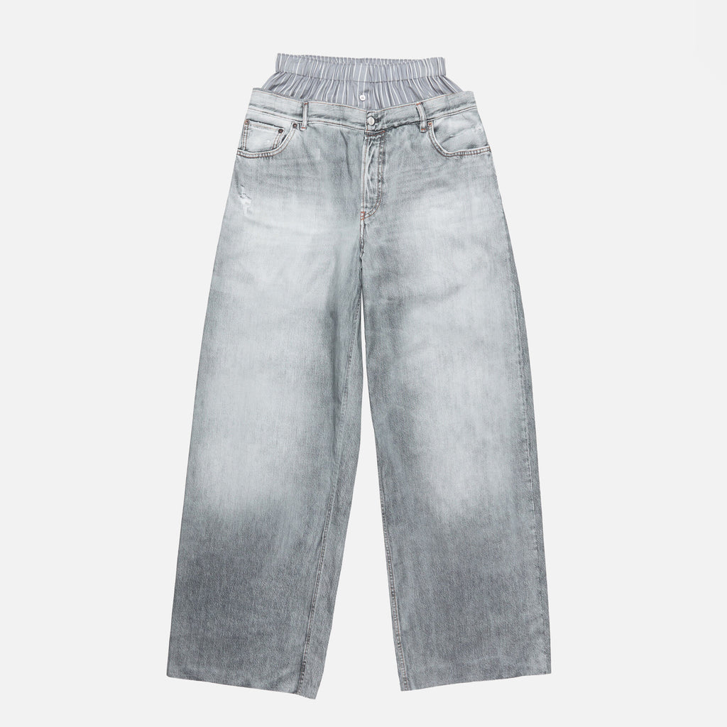 Women's Spring And Summer Double Pants Waist Vintage Old Washed High Waist Loose Cotton Wide Leg Straight Pants Ngvp #1895