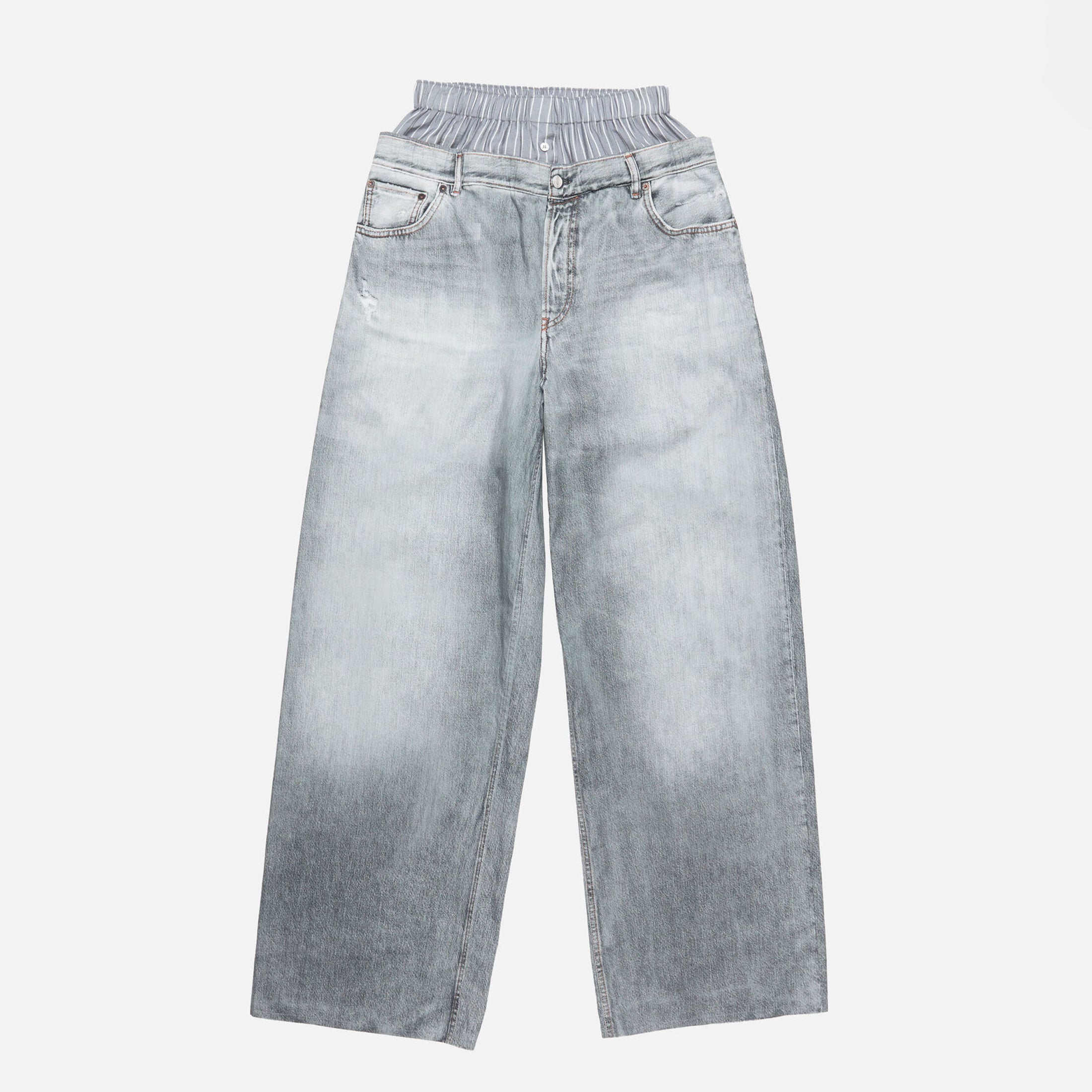 Women's Spring And Summer Double Pants Waist Vintage Old Washed High Waist Loose Cotton Wide Leg Straight Pants Ngvp #1895