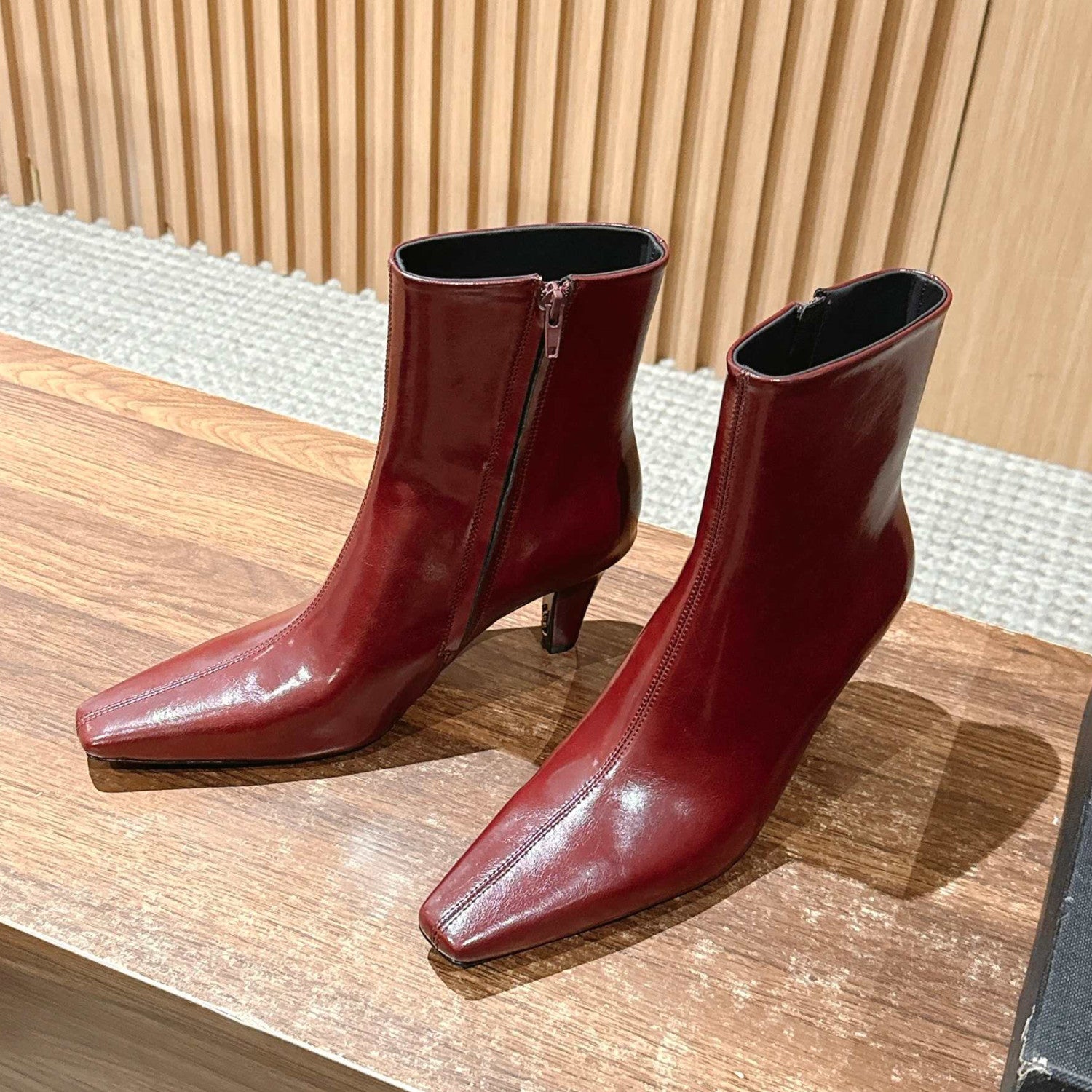 YS Women's Pointed Cat Heel Long Short Red Black Boots Fashion Temperament Elegant Sexy Zipper Short Boots Shoes Ngvp #2185